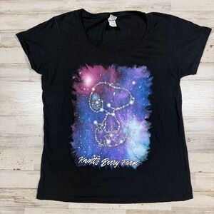 Knott's Berry‎ Farm Snoopy Galaxy Space Graphic T Shirt Womens Medium Black